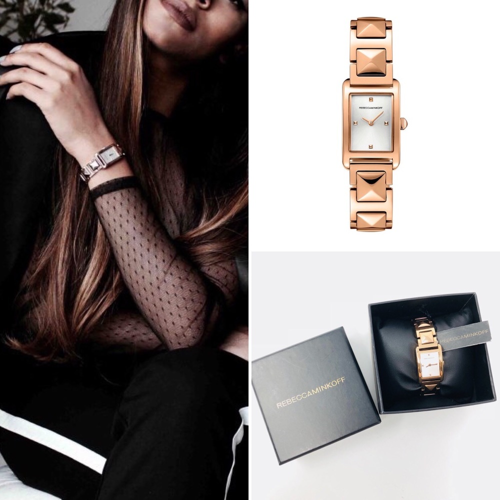 REBECCA MINKOFF MOMENT ROSE GOLD STUD WATCH